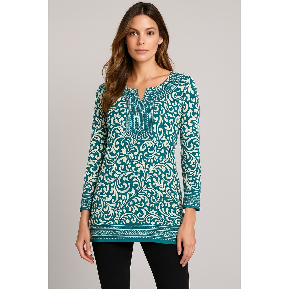 Bella‎ Tunic Womens S Green Boho Indie Sleaze Top Resort Wear Coastal Preppy